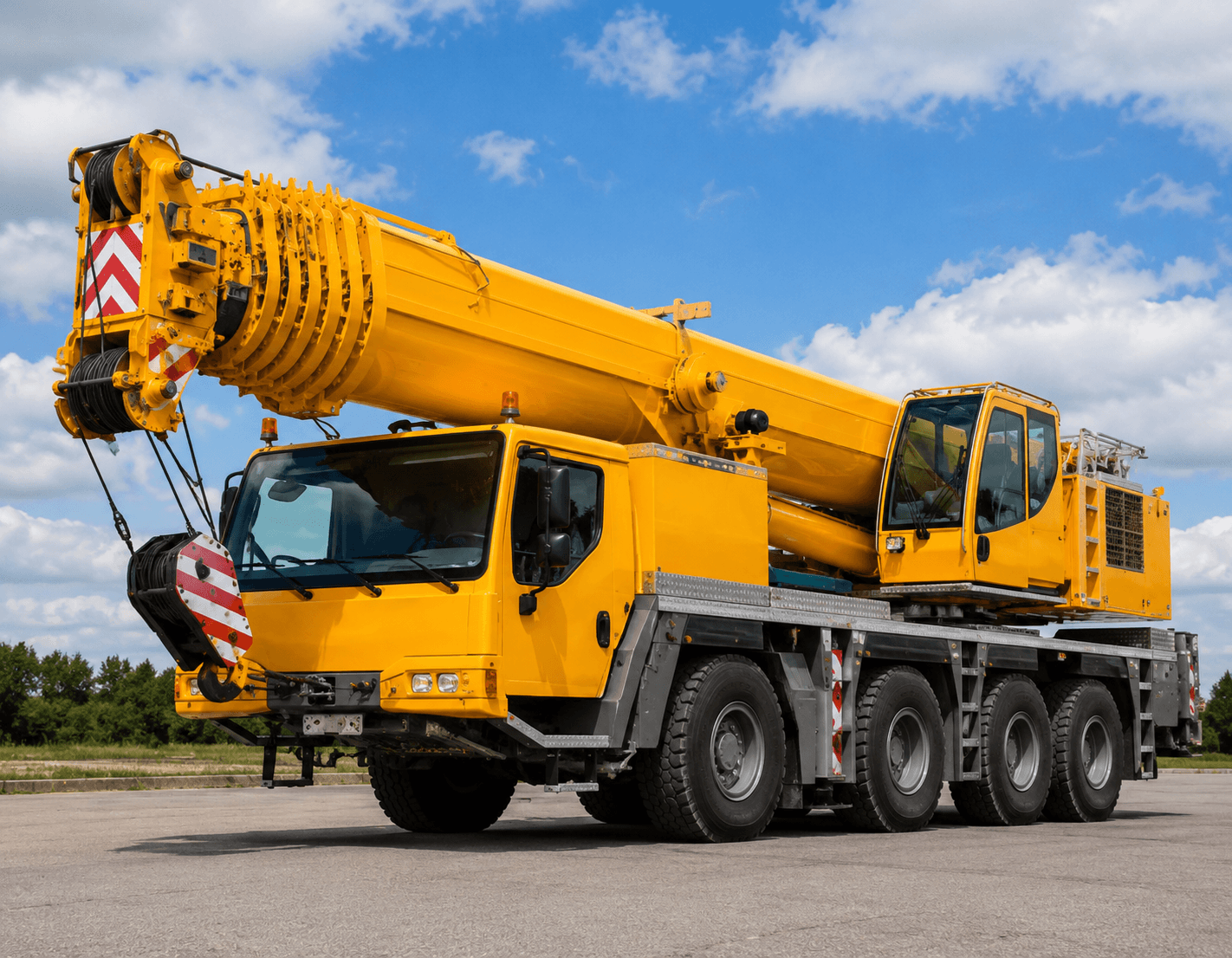 Flotte de poids lourds garée sur un site logistique